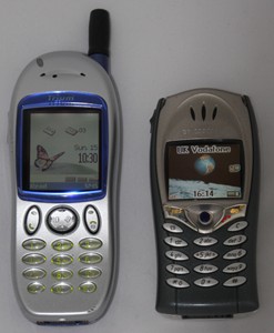The Mitsubishi Trium Eclipse and the Ericsson T68m, the first phones on the UK market with full colour displays The Mitsubishi Trium Eclipse and the Ericsson T68m, the first phones on the UK market with full colour displays