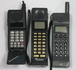 Mobile phones 1989-90: Motorola MicroTAC 9800X, British Telcom Ivory, NEC P3 Mobile phones 1989-90: Motorola MicroTAC 9800X, British Telcom Ivory, NEC P3